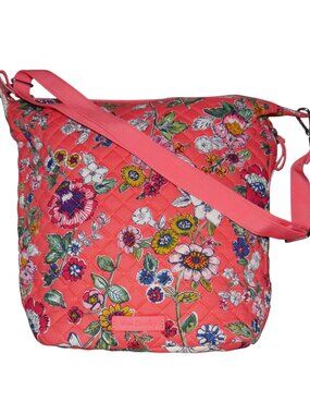 Vera Bradley Carson Hobo Bag Quilted in Coral Floral Crossbody Purse CCW NWT